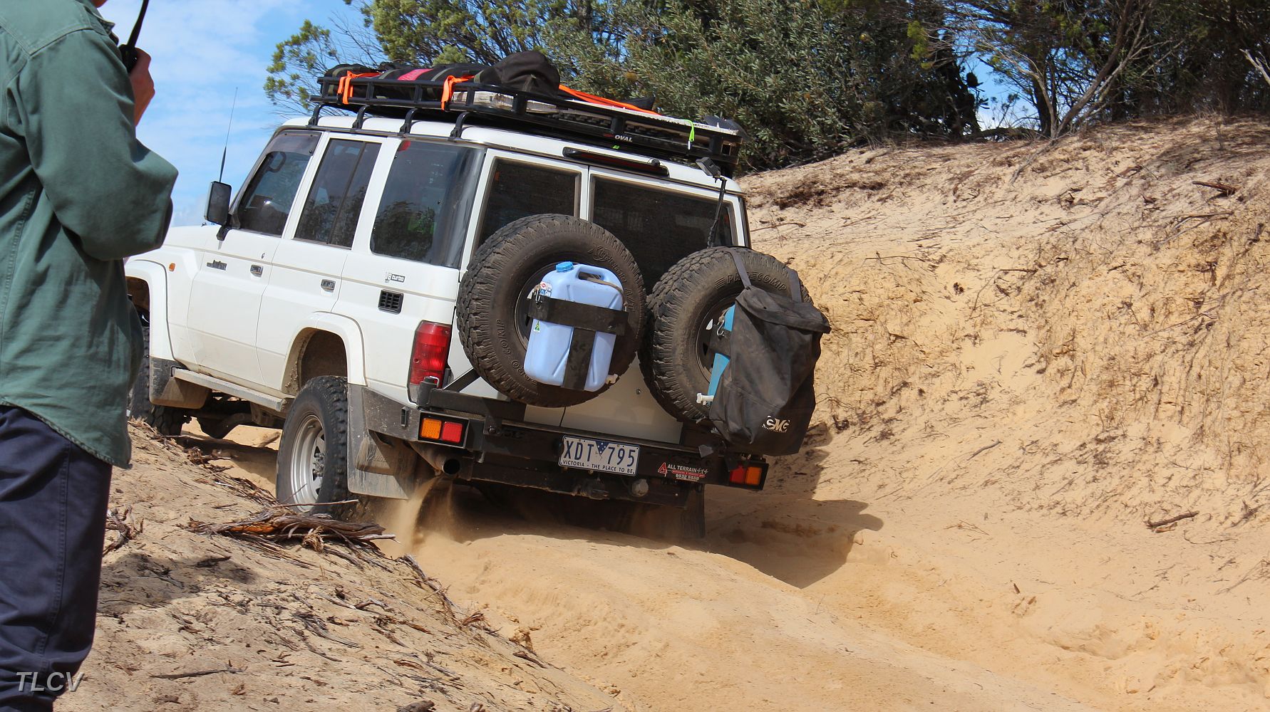 26-Kirrama heads up a tricky dune on the Border Track.JPG